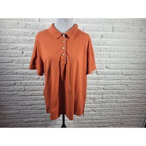 Tommy Hilfiger Women Top 2X Plus Polo Short Sleeve Orange Cotton ORA29E